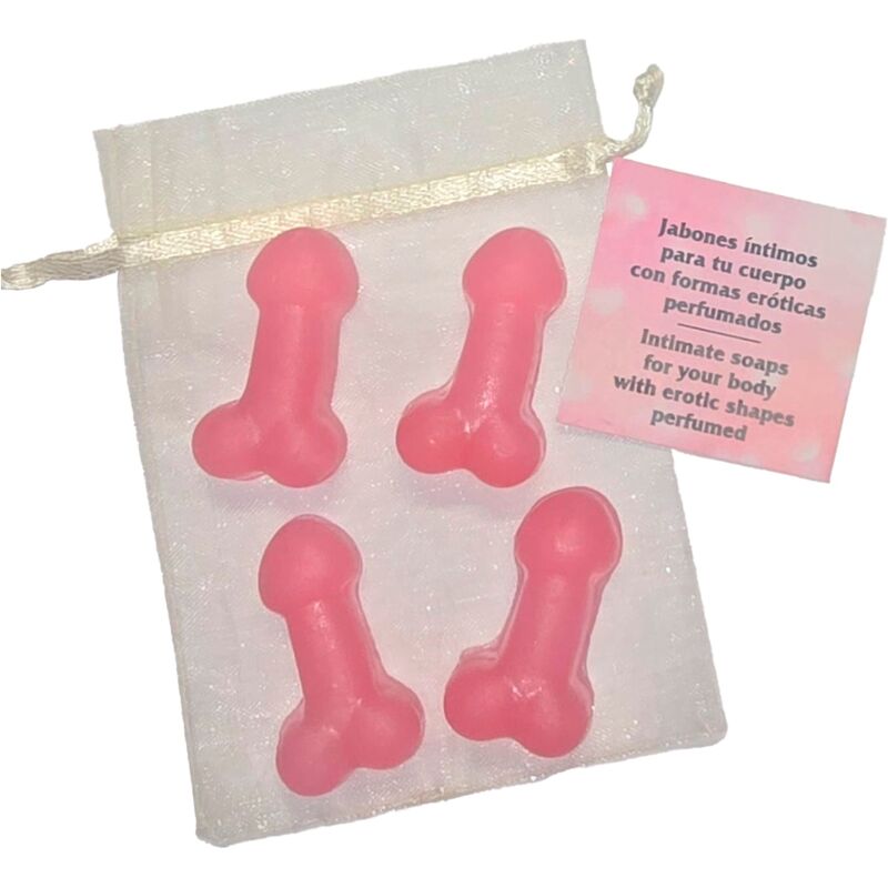 SPICY DEVIL - 4 PINK PENIS-SHAPED MINI SCENTED SOAPS