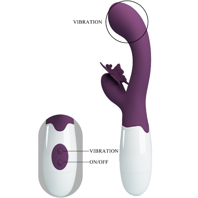 PRETTY LOVE - BUTTERFLY KISS RABBIT VIBRATOR AND G-SPOT STIMULATOR PURPLE