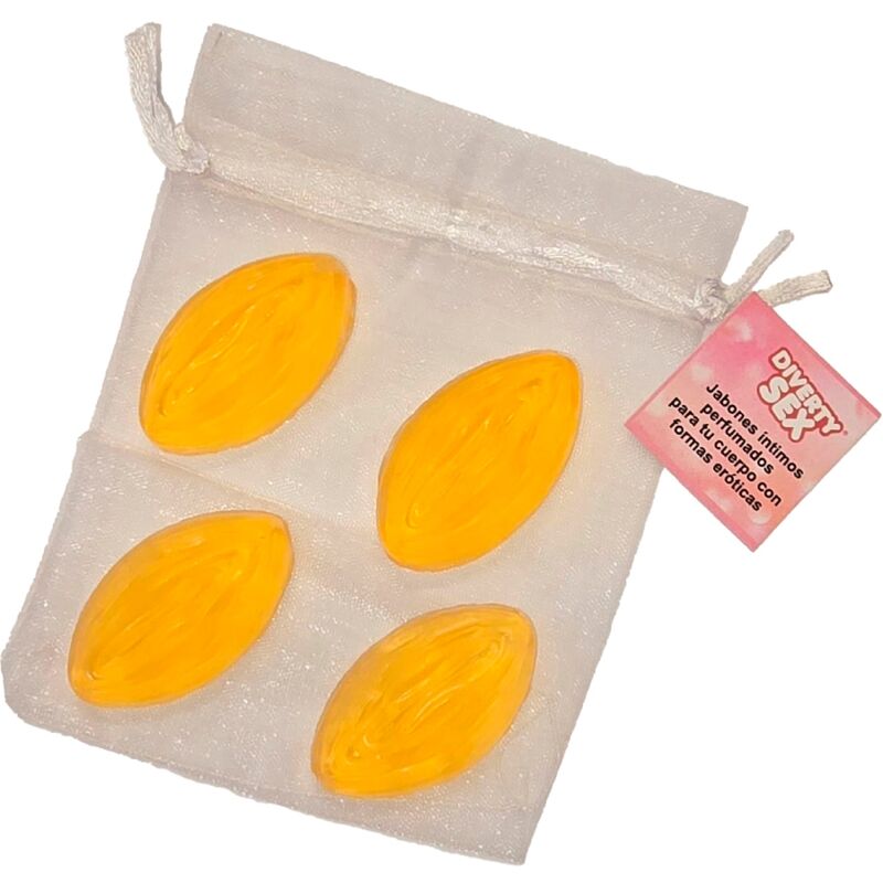 SPICY DEVIL - 4 MINI YELLOW VAGINA-SHAPED SOAPS