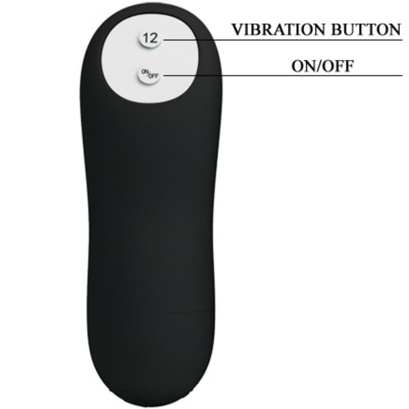 PRETTY LOVE - PLUG ANAL DE SILICONA CON ESTIMULACIÓN EXTRA Y 12 MODOS DE VIBRACIÓN - NEGRO