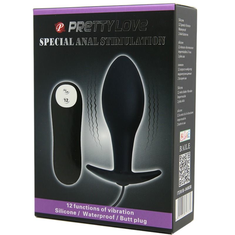 PRETTY LOVE - ANAL PLUG ANCHORA SILICONE SHAPE 12 VIBRATION MODES BLACK