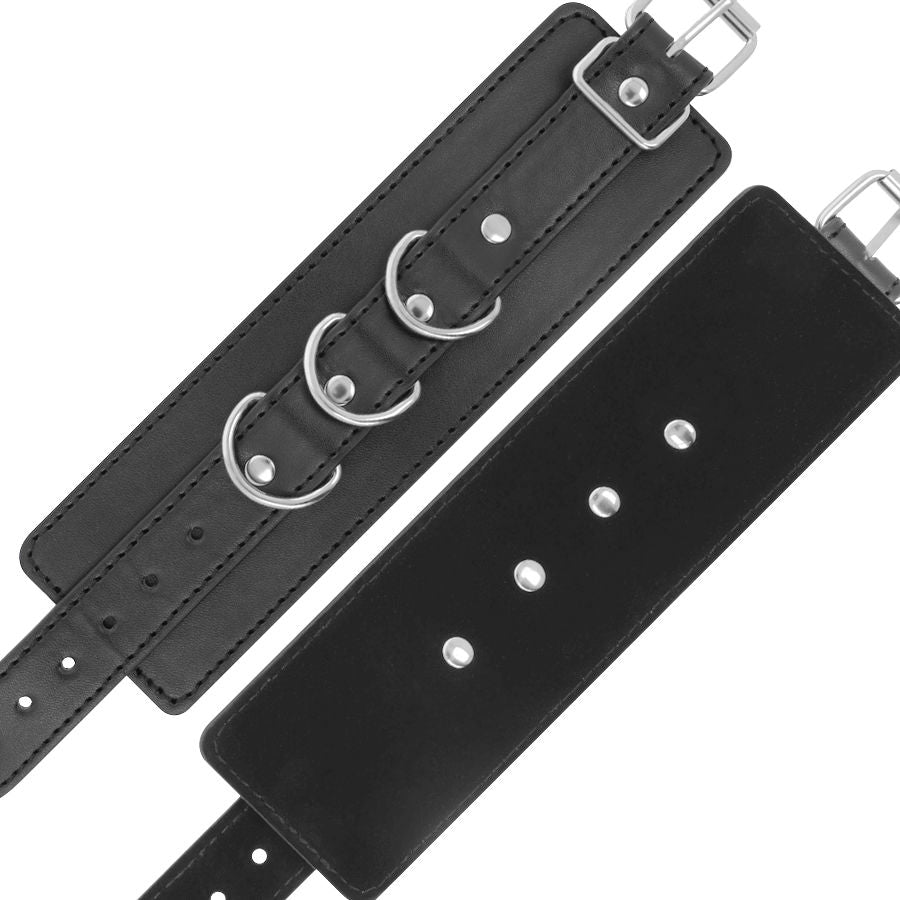 DARKNESS - BLACK ADJUSTABLE LEATHER ANKLE CUFFS