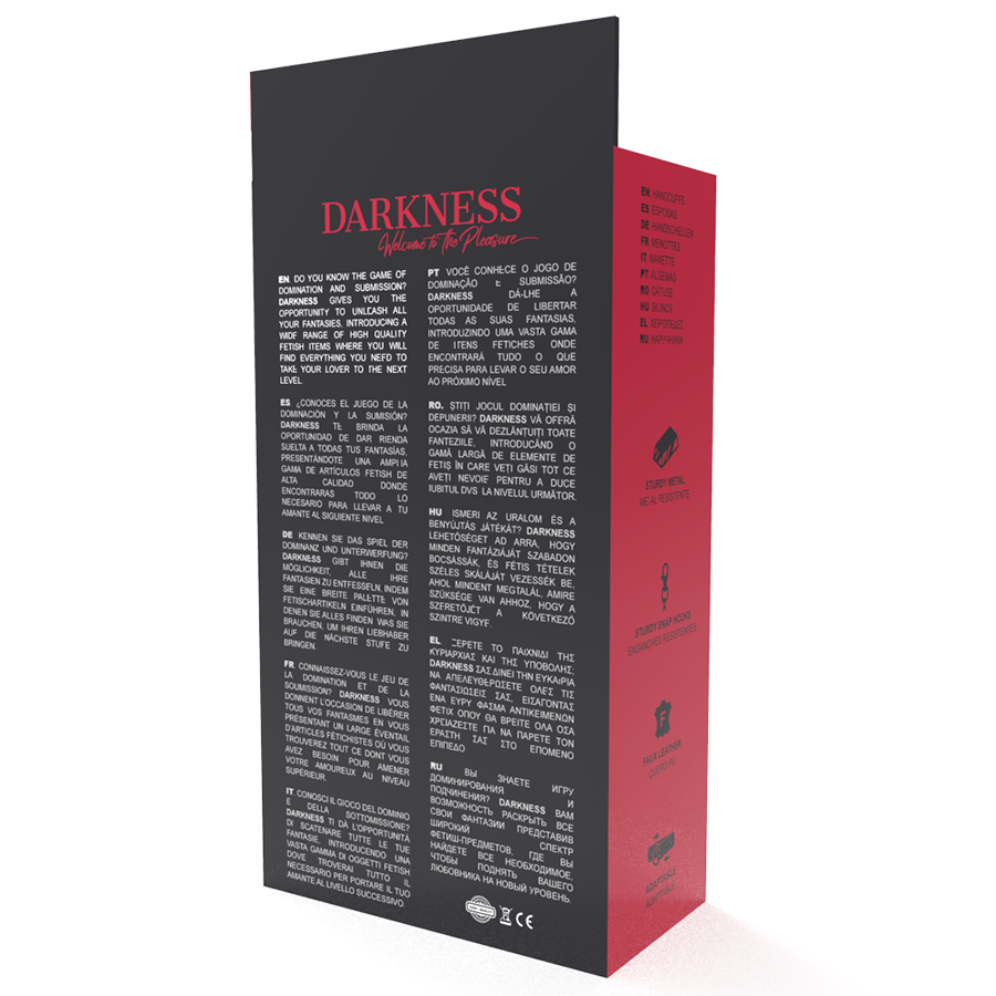 DARKNESS - ADJUSTABLE BLACK HANDCUFFS WITH DOUBLE REINFORCEMENT TAPE