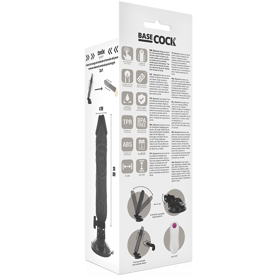 BASECOCK - REALISTIC NATURAL REMOTE CONTROL VIBRATOR 20 CM -O- 4 CM