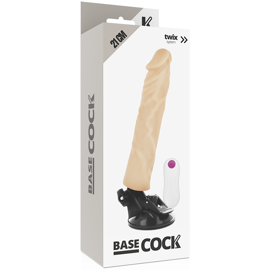 BASECOCK - REALISTIC VIBRATOR WITH REMOTE CONTROL NATURAL 21 CM -O- 4 CM