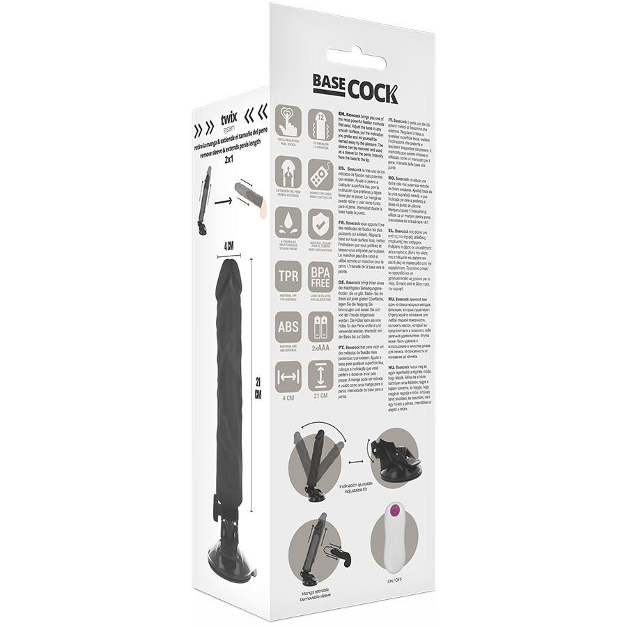 BASECOCK - REALISTIC VIBRATOR WITH REMOTE CONTROL NATURAL 21 CM -O- 4 CM