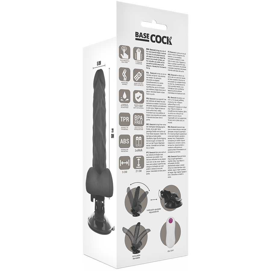 BASECOCK - ARTICULABLE VIBRATOR WITH REMOTE CONTROL NATURAL 21 CM -O- 5 CM