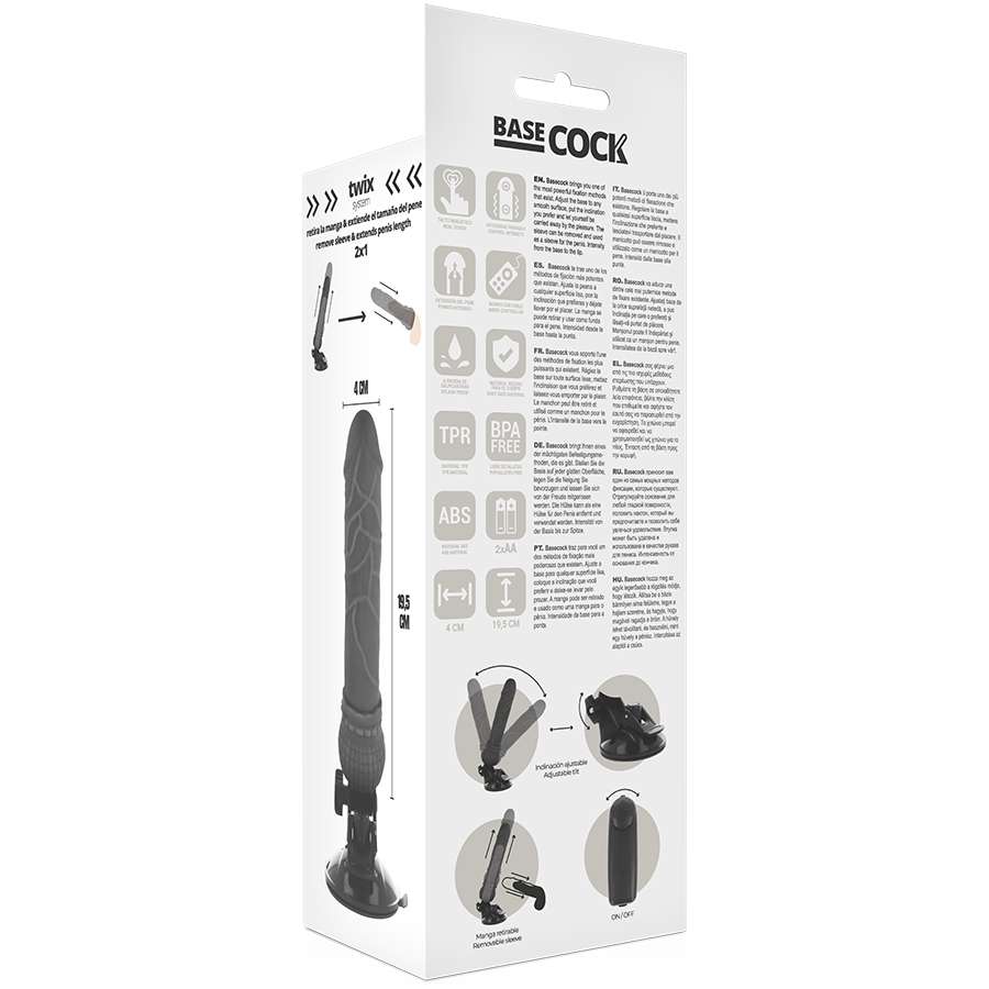 BASECOCK - REALISTIC NATURAL REMOTE CONTROL VIBRATOR BASECOCK 19.5 CM
