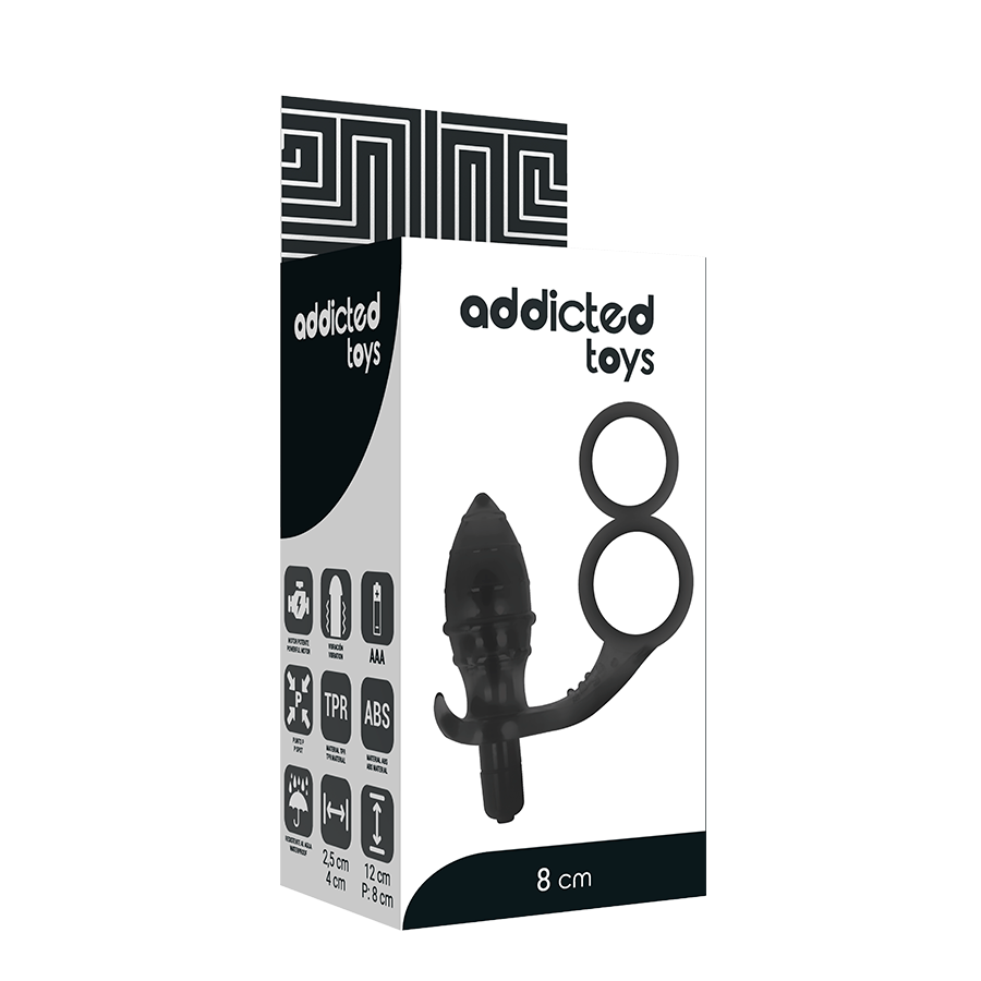 ADDICTED TOYS - BLACK DOUBLE RING ANAL PLUG