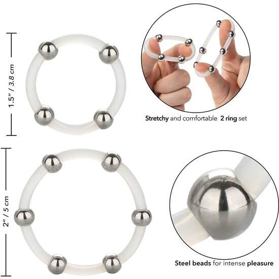 CALEXOTICS - SET OF SILICONE RINGS WITH STEEL BITS
