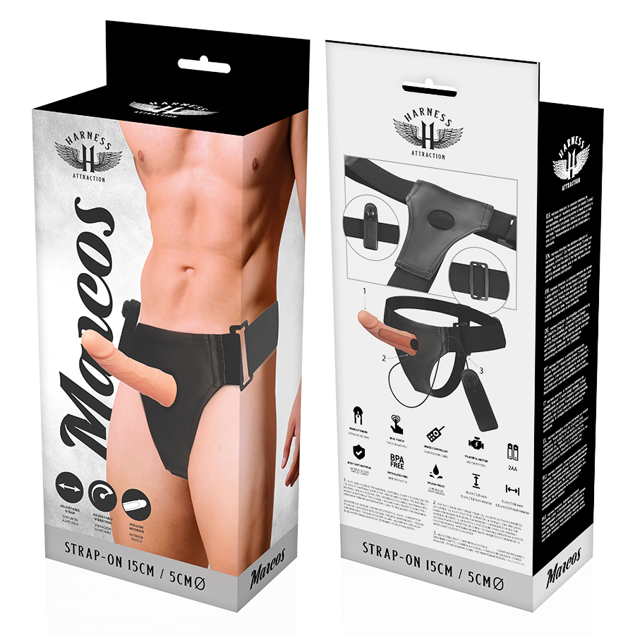 HARNESS ATTRACTION - RNES HOLLOW STRUCTURES WITH VIBRATOR 15 CM -O- 5 CM