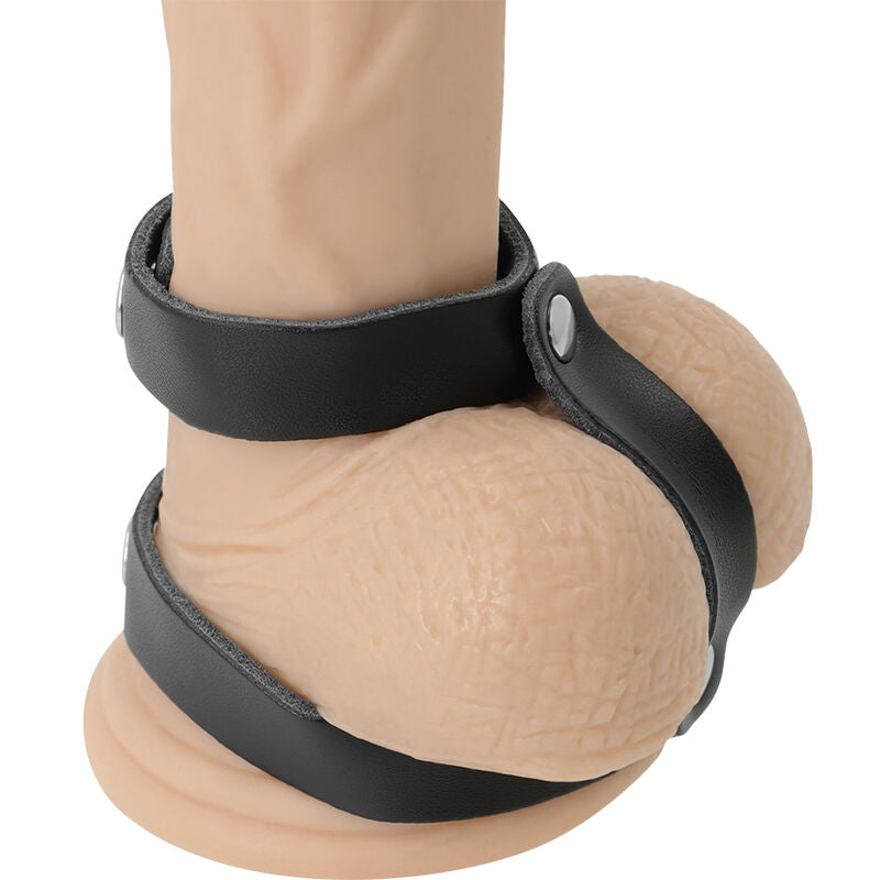 DARKNESS - ANILLO DE CUERO AJUSTABLE PARA PENE Y TESTÍCULOS