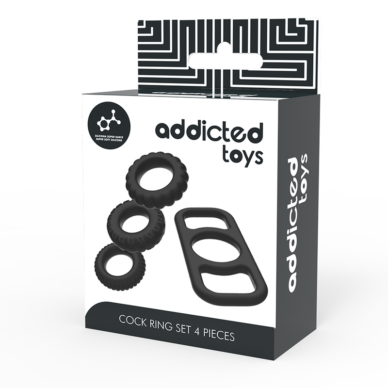 JUGUETES ADICTIVOS - JUEGO DE 4 ANILLOS PARA EL PENE