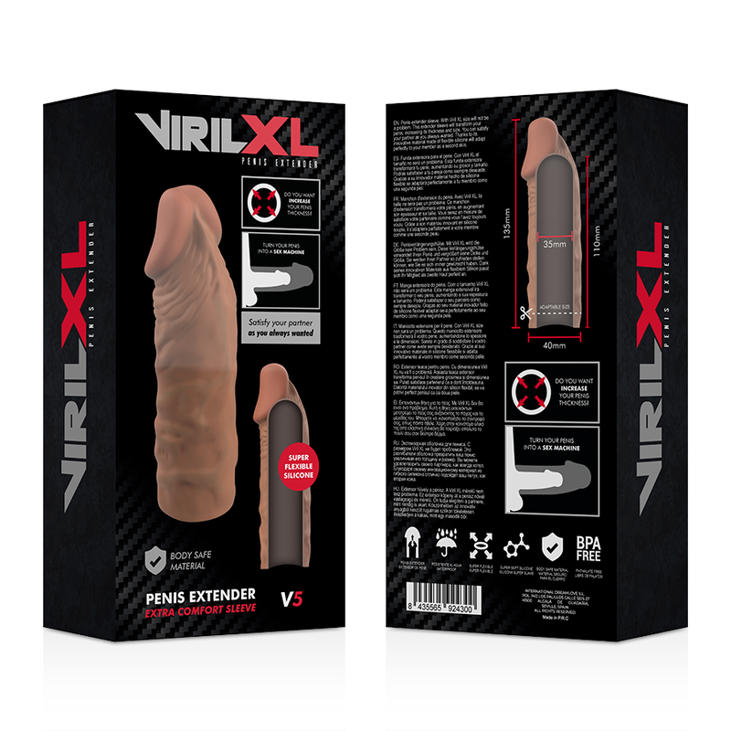 VIRILXL - EXTENSIÓN PARA EL PENE DE SILICONA LÍQUIDA V5 MARRÓN