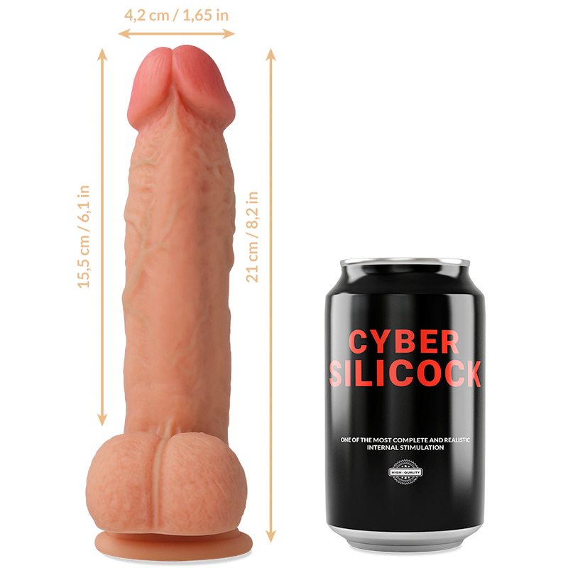 CYBER SILICOCK - SAUL LIQUID SILICONE STRAP-ON WITH 3 FREE RINGS 15.5 CM -O- 4.2 CM