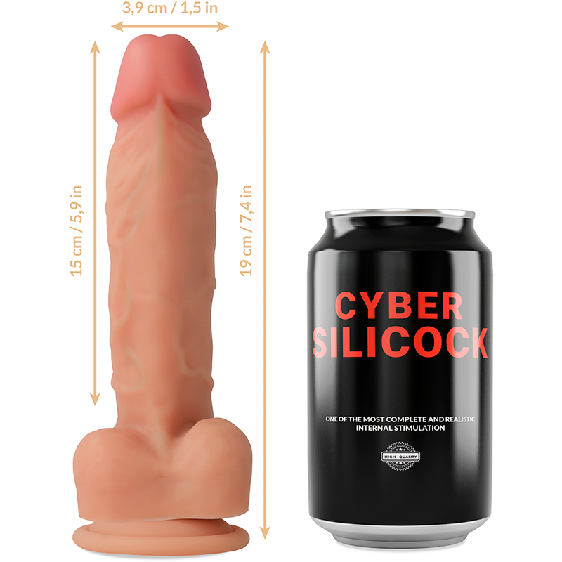 CYBER SILICOCK - OLIVER LIQUID SILICONE STRAP-ON WITH 3 FREE RINGS 19 CM -O- 3.9 CM