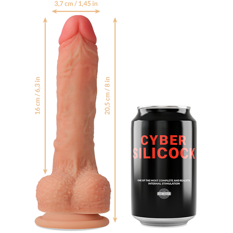 CYBER SILICOCK - LIQUID SILICONE CONNOR STRAP-ON WITH 3 FREE RINGS 20.5 CM -O- 3.7 CM