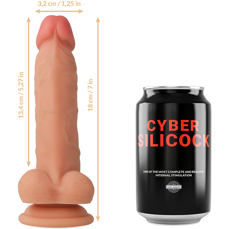 CYBER SILICOCK - JUDE LIQUID SILICONE STRAP-ON WITH 3 FREE RINGS 18 CM -O- 3.2 CM